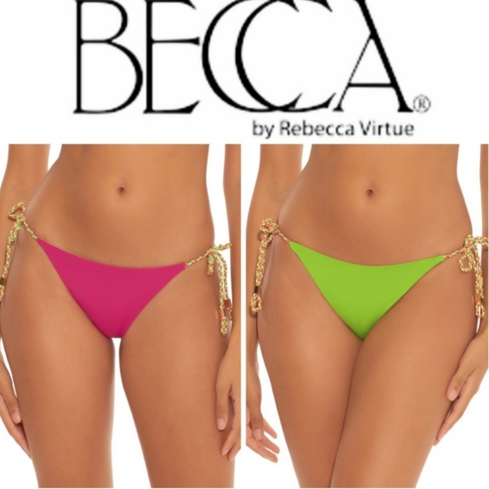 NEW BECCA Demi Reversible Tie Side Hipster Bikini Bottoms